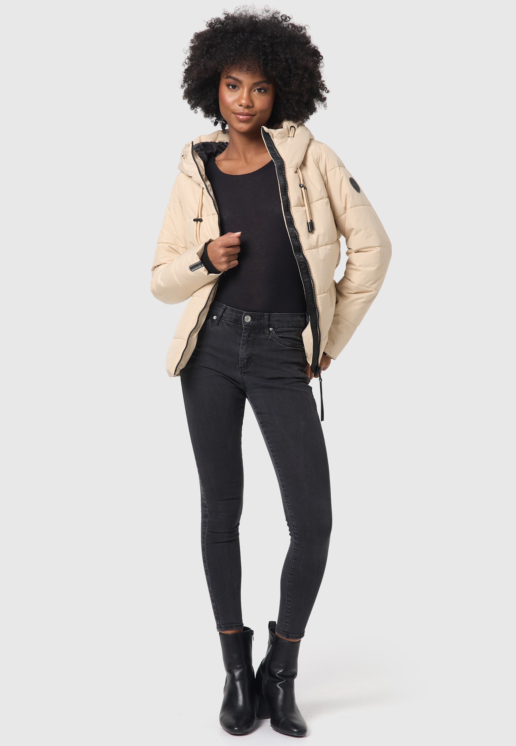 MARIKOO Damen Winter Jacke Übergangsjacke gesteppt Steppjacke warm mit Kapuze Shimoaa