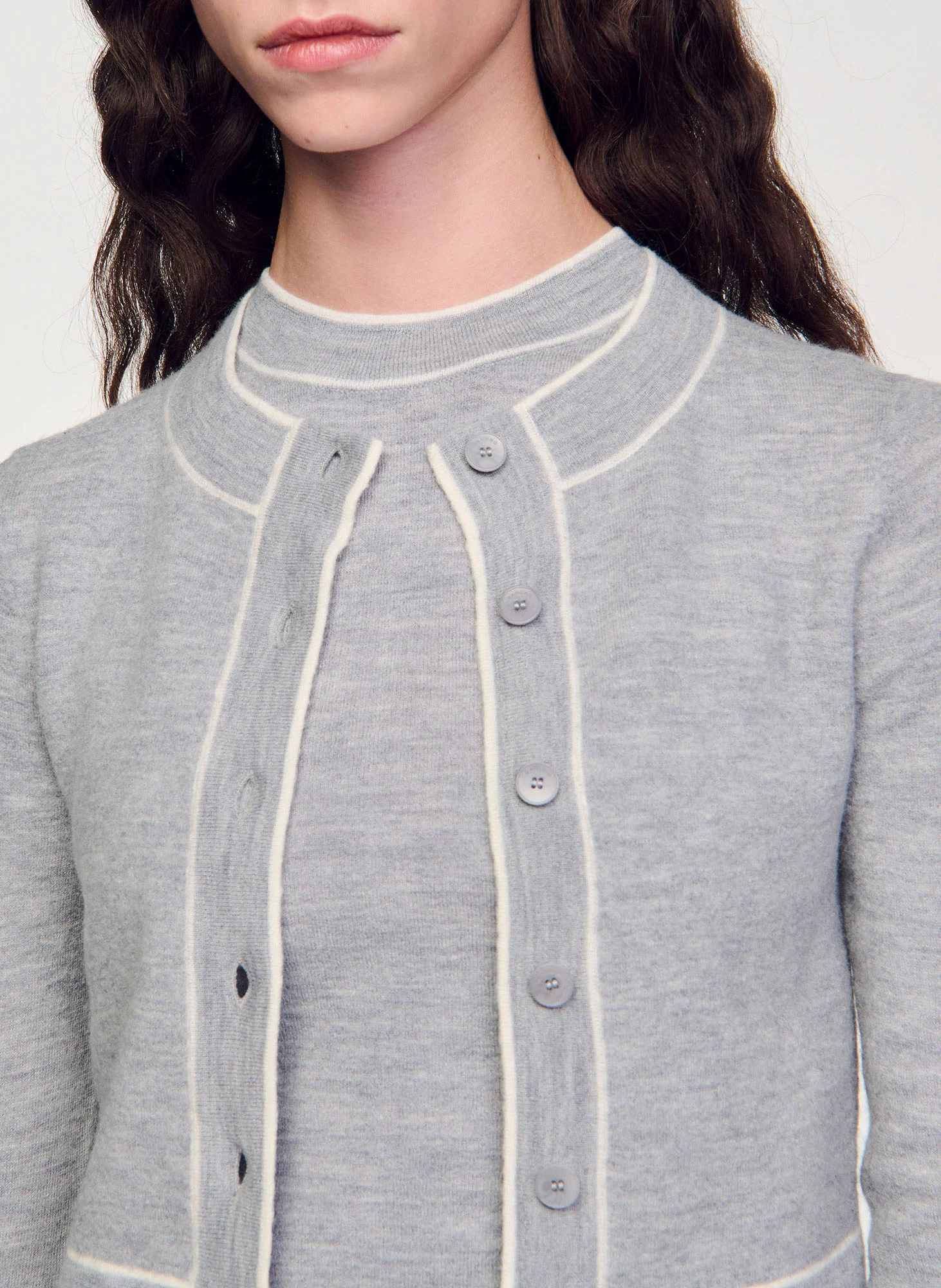 Gilet col rond en laine | Gris