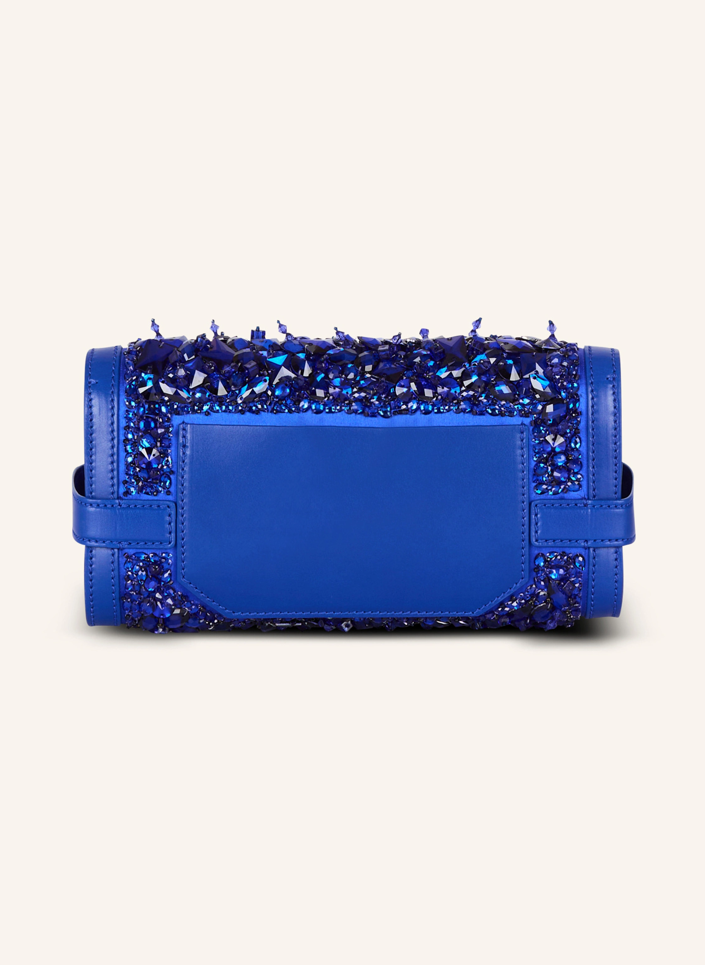 BALMAIN Clutch B-Buzz Pouch 23 aus Leder und bestickem Satin