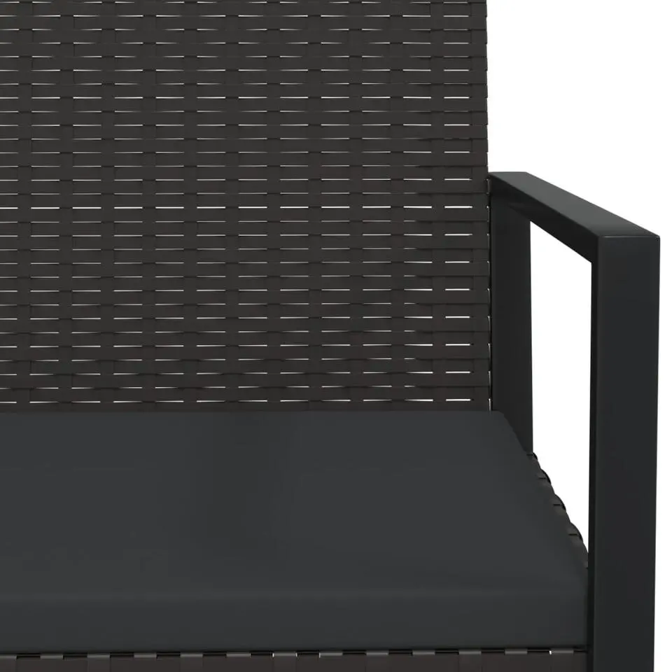 vidaXL - Loungeset - Zwart - Poly rattan - 3 stuks - Met kussens