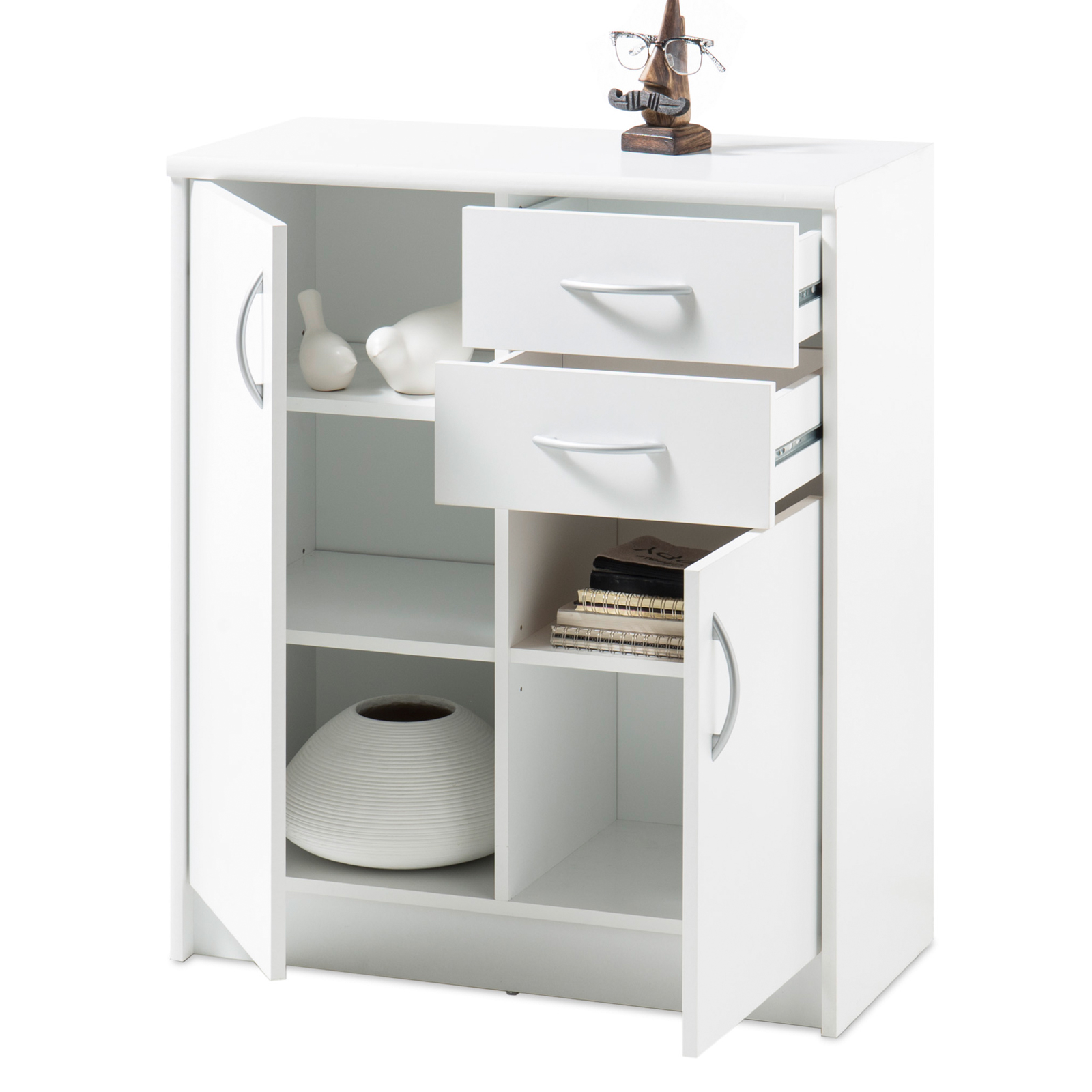 Kommode - weiß - 2 Schubkästen - 74 cm
