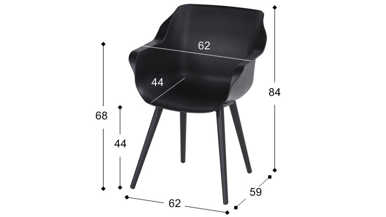 Tuinstoel Carbon Black 11.681.008 Sophie Studio B62 x D59 x H84 cm