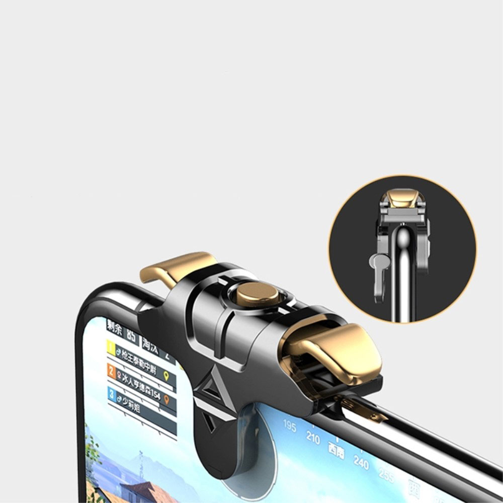 (2er Set) Mobile Smartphone Game Controller mit Drei Schultertasten für FPS / TPS Spiele Gaming - Schwarz / Gold