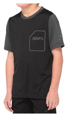 Maillot Manches Courtes Enfant 100% Ridecamp Jersey Noir / Gris