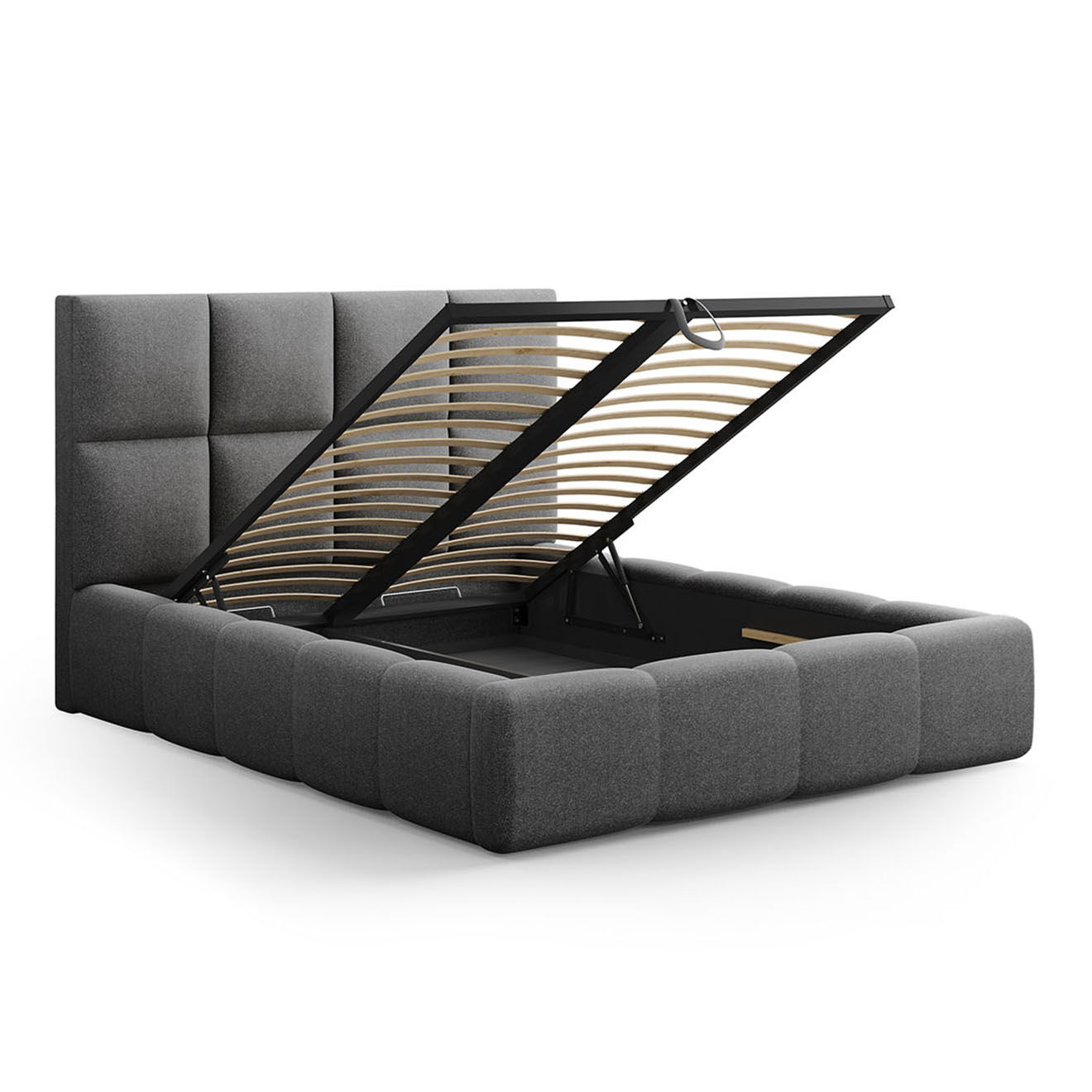 Maison Héritage Lit avec coffre de rangement Isa gris foncé - 230x205x125 cm