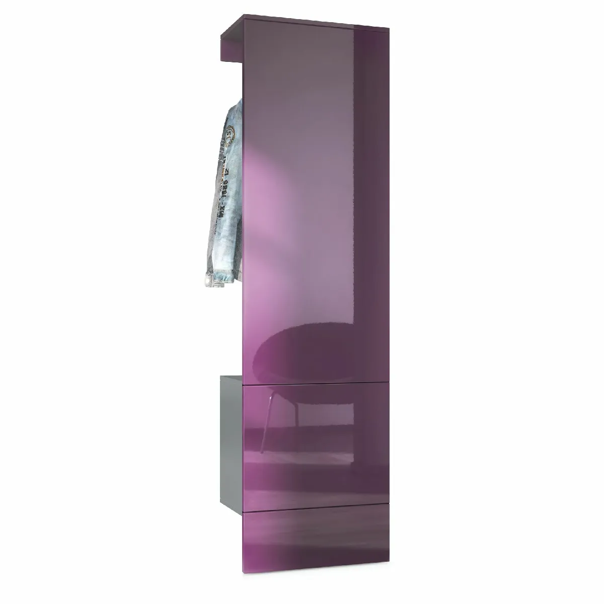 MPC Vestiaire - Gris et mûre laqué - 52 x 193 x 35 cm
