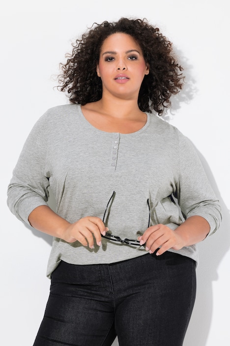 Basic Shirt, Knopfleiste, regular, Langarm