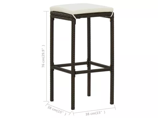 Ensemble de bar 3 pcs Résine tressée Marron
