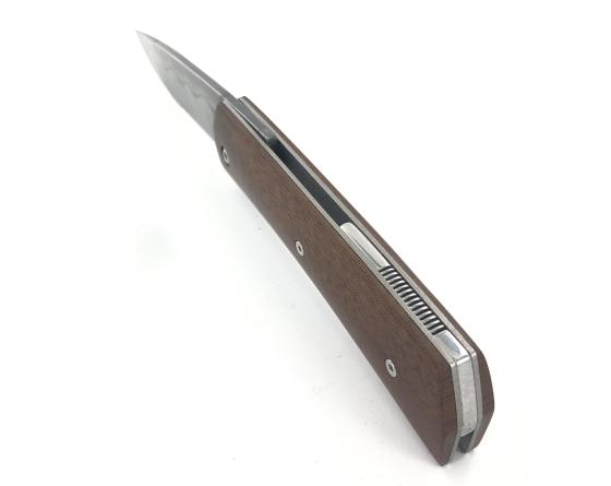 Michel Grini - K-not Piémontais Carbone Manche Titane et Vieux Micarta Couteau de Poche par Michel Grini