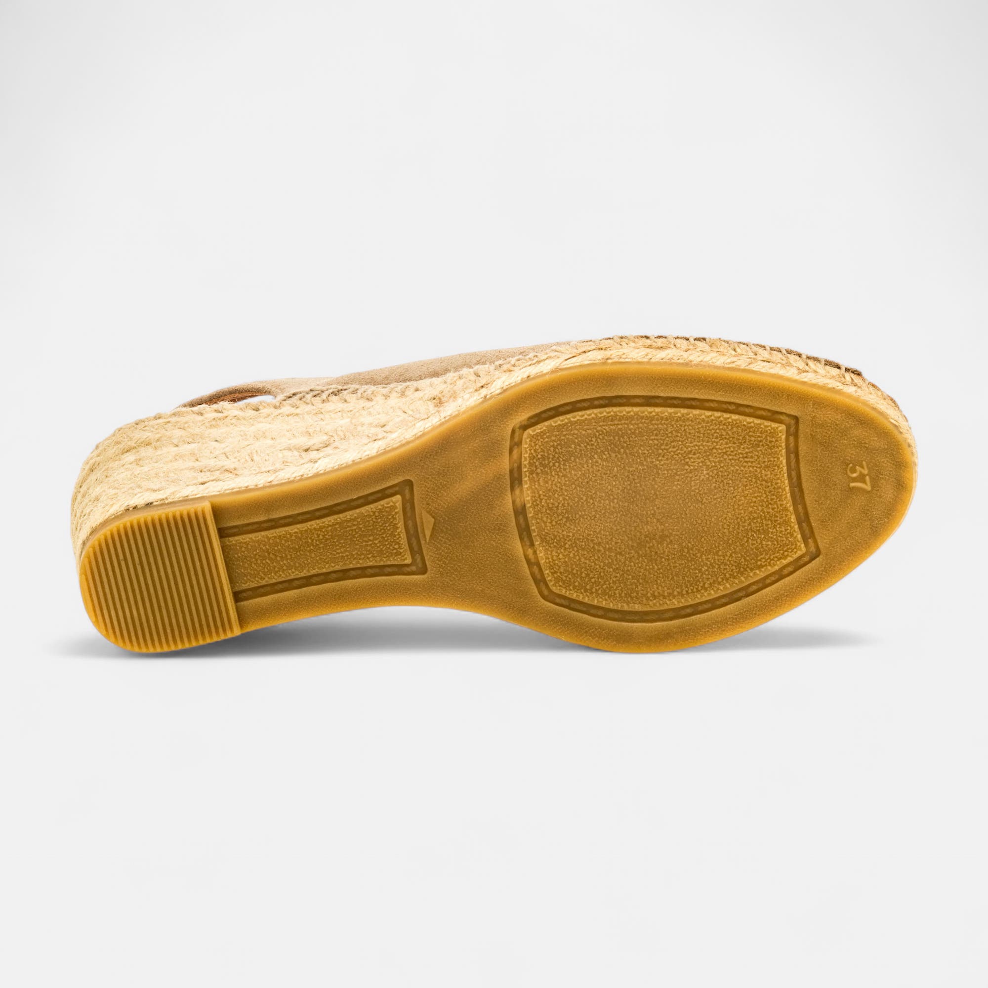 Espadrilles à talon compensé Femme en cuir ecru