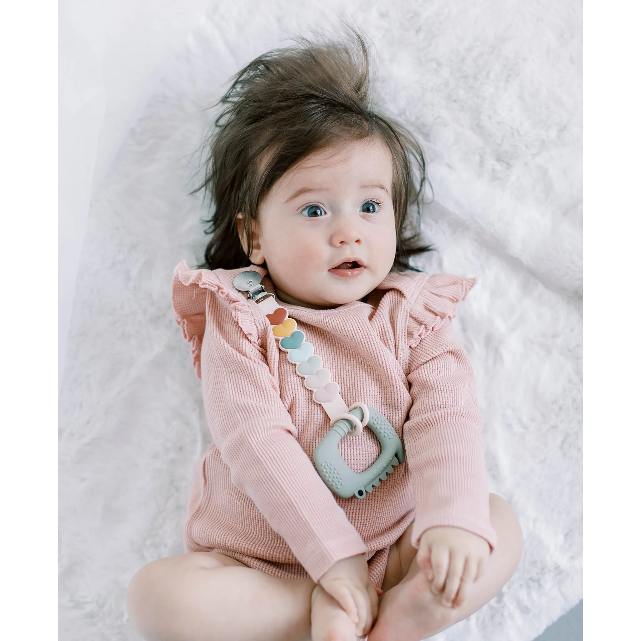 Loulou Lollipop Attache-Suce en Silicone - Coeurs