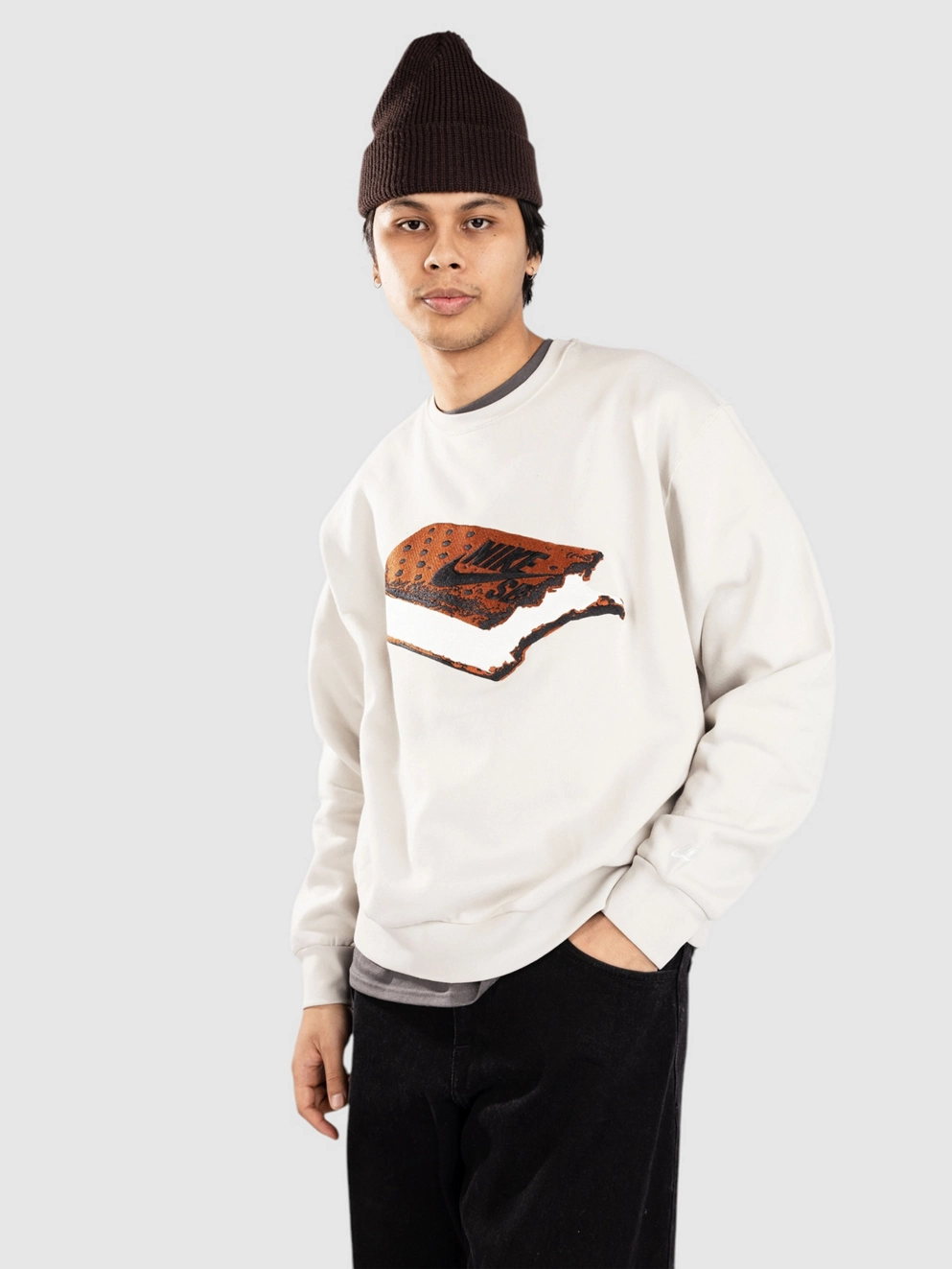 Nike SB Skate Fleece Crew Sweater light bone/white