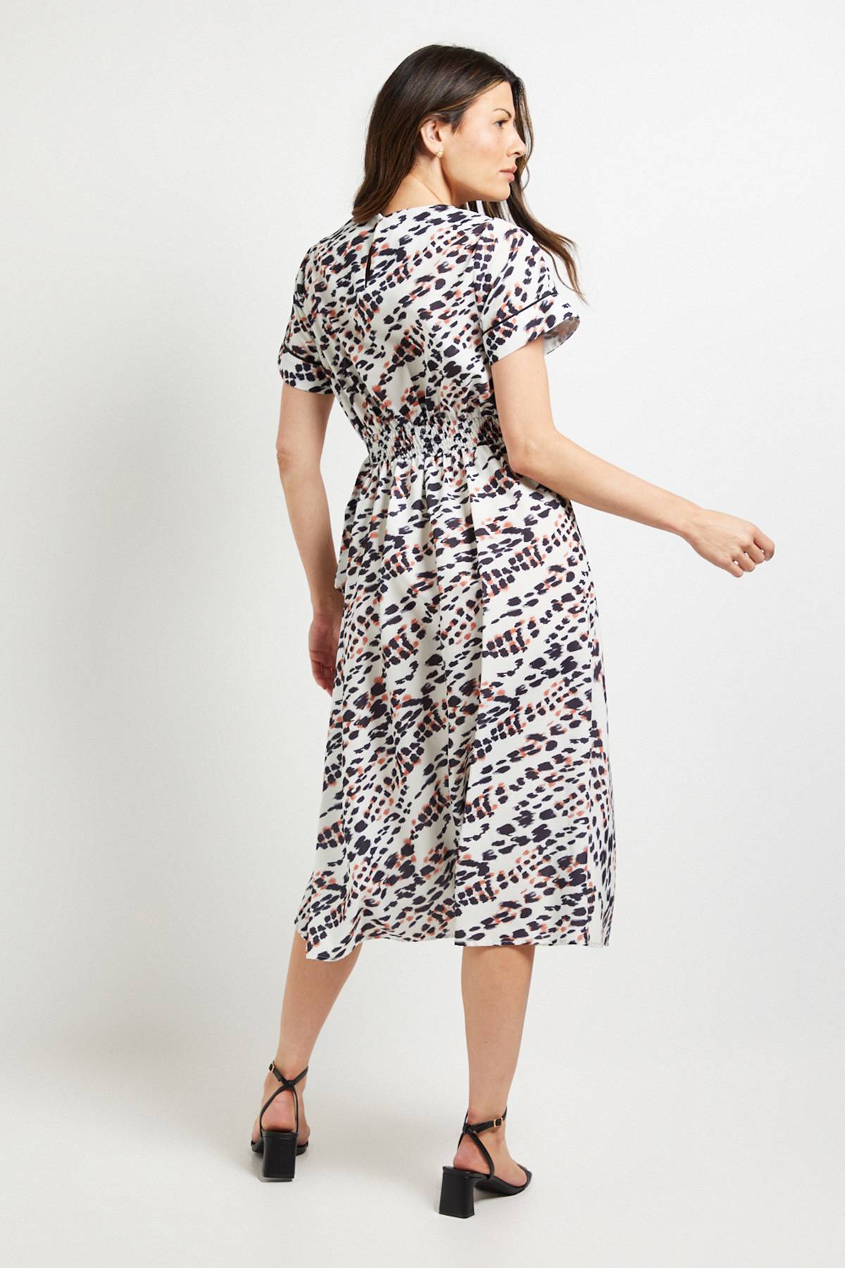 Wallis Robe Mi-Longue Imprimée à Nœud