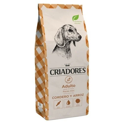 Ração para cães adultos de raças miniatura, da marca Breeders Adult Lamb.
