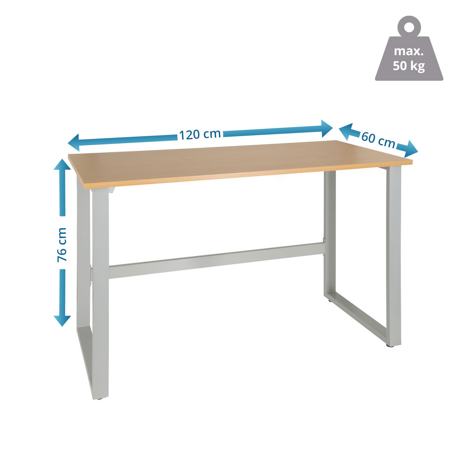Schreibtisch WORKSPACE LIGHT I Melaminharzbeschichtete Spanplatte, Gestell pulverbeschichteter Stahl hjh OFFICE