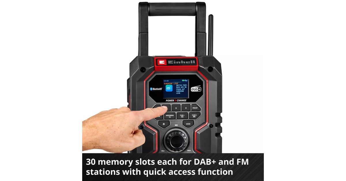 EINHELLAccu Radio TE-CR 18 Li DAB+/FM/BT - Solo bouwradio  (Rood/zwart, Accu en oplader niet inbegrepen)