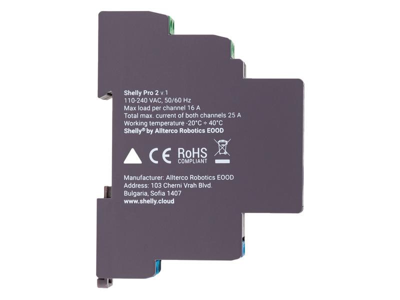 Shelly WLAN-Schaltaktor Shelly Pro 2 DIN-Rail-WiFi-Switch, IP-Relais mit Shelly Pro AddOn Schnittstelle