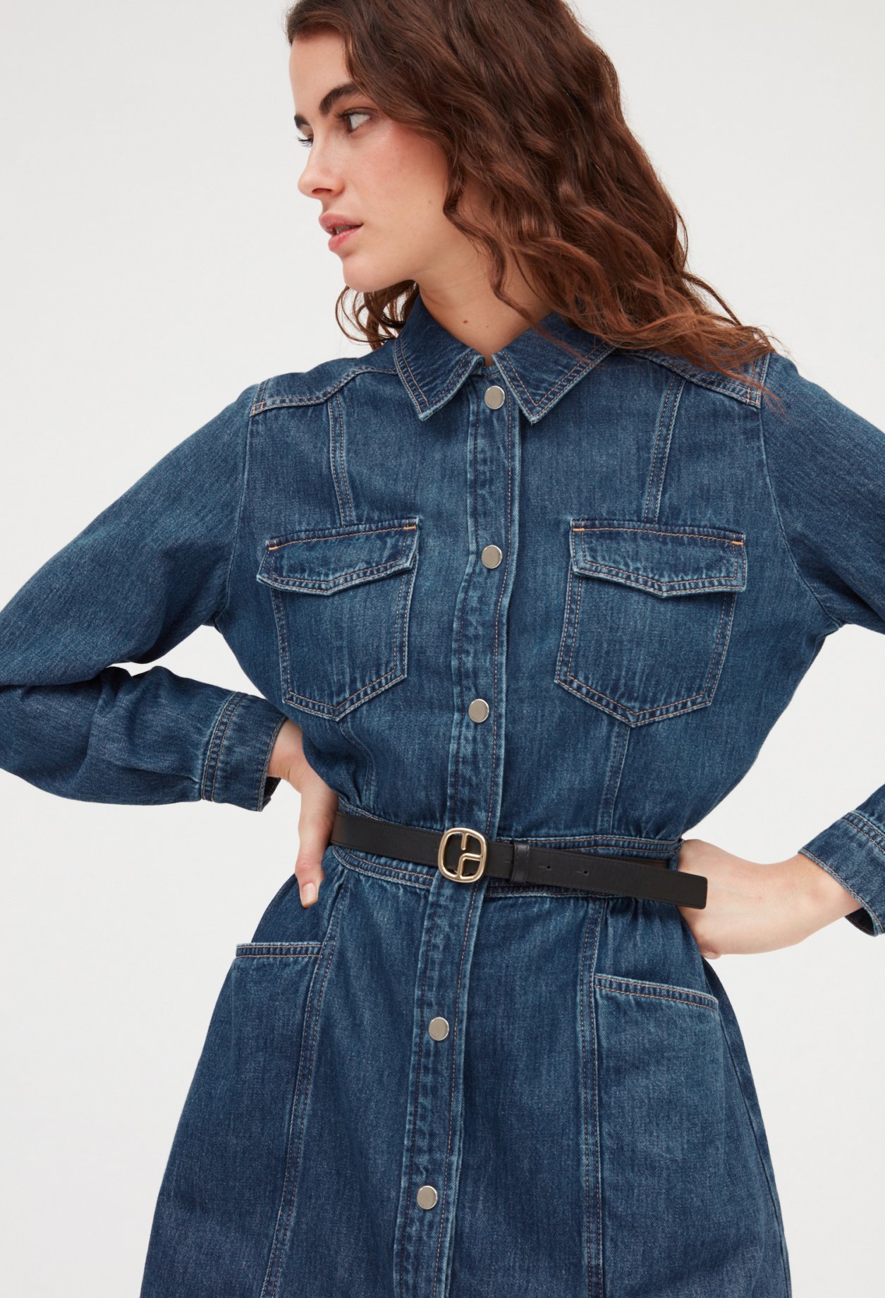 Robe courte denim mid-blue