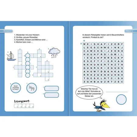 Ravensburger Leserabe, Lesestufe 2 - Sticker-Kreuzworträtsel zum Lesenlernen