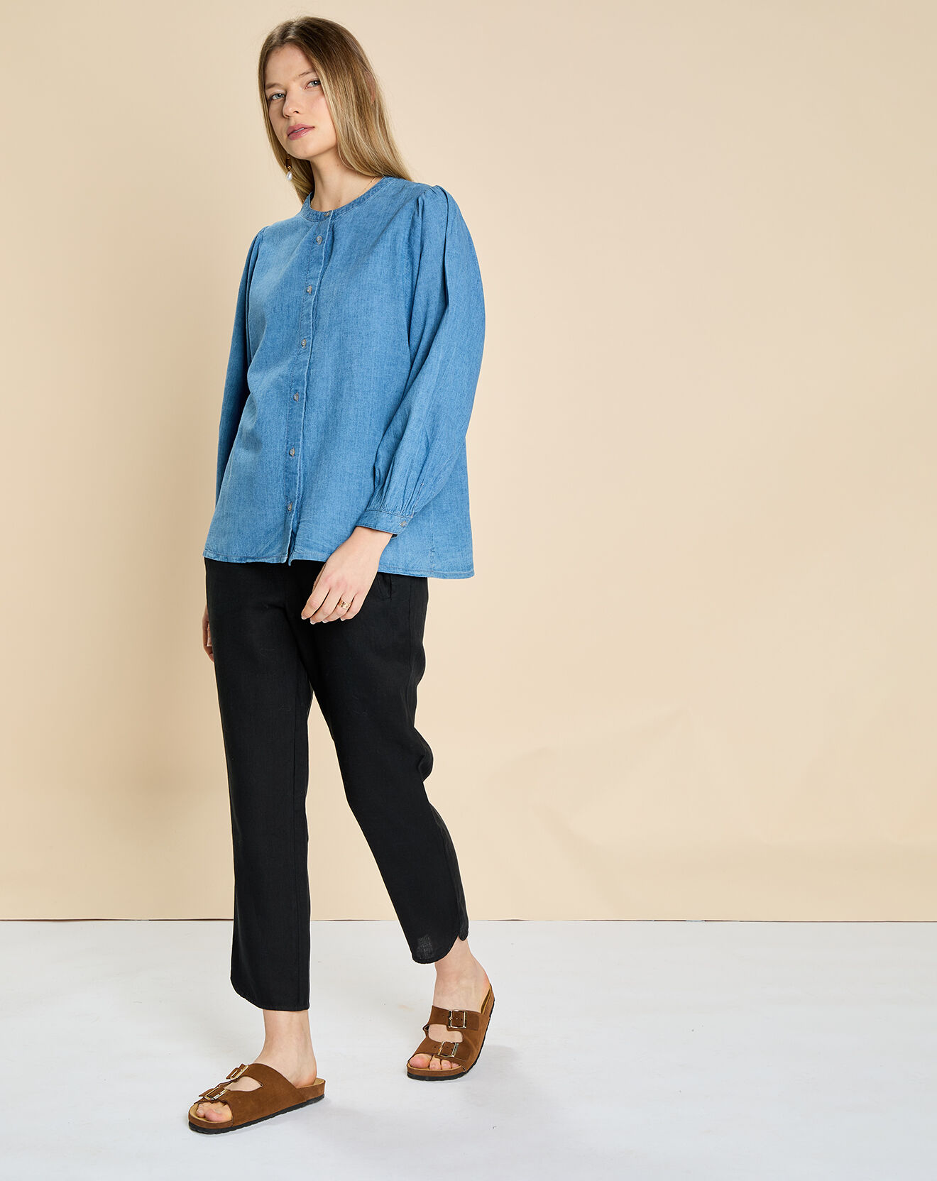 Harris Wilson Blouse en Lin & Coton Eymeline denim