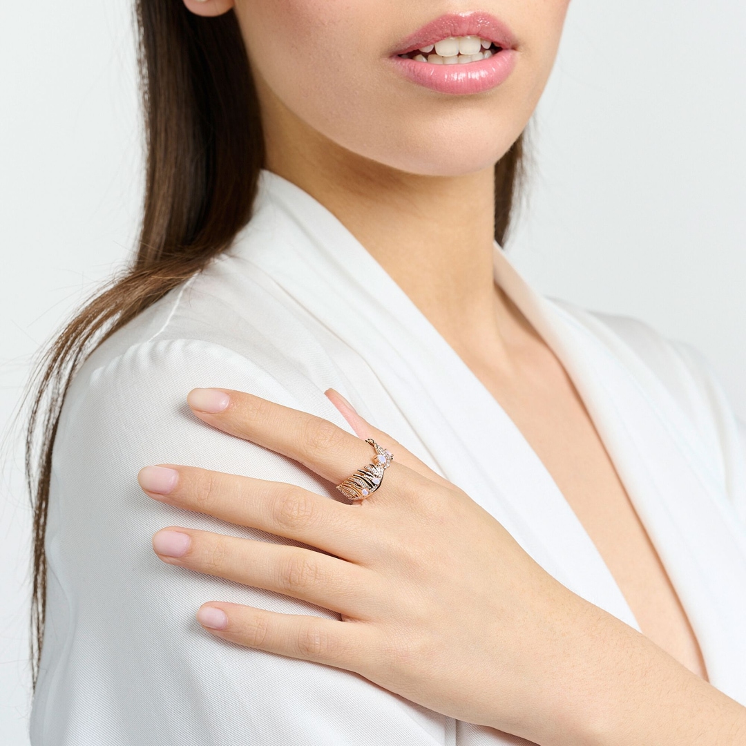 Thomas Sabo Ring Phönix-Flügel mit rosa Steinen roségold