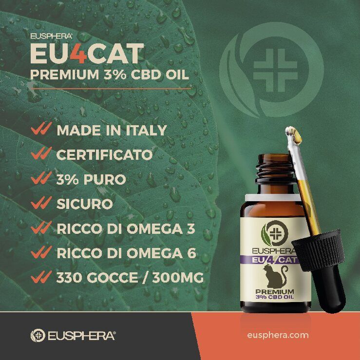 CBD-Öl für das Wohlbefinden von Katzen mit beruhigender Wirkung - EU4CAT - Eusphera