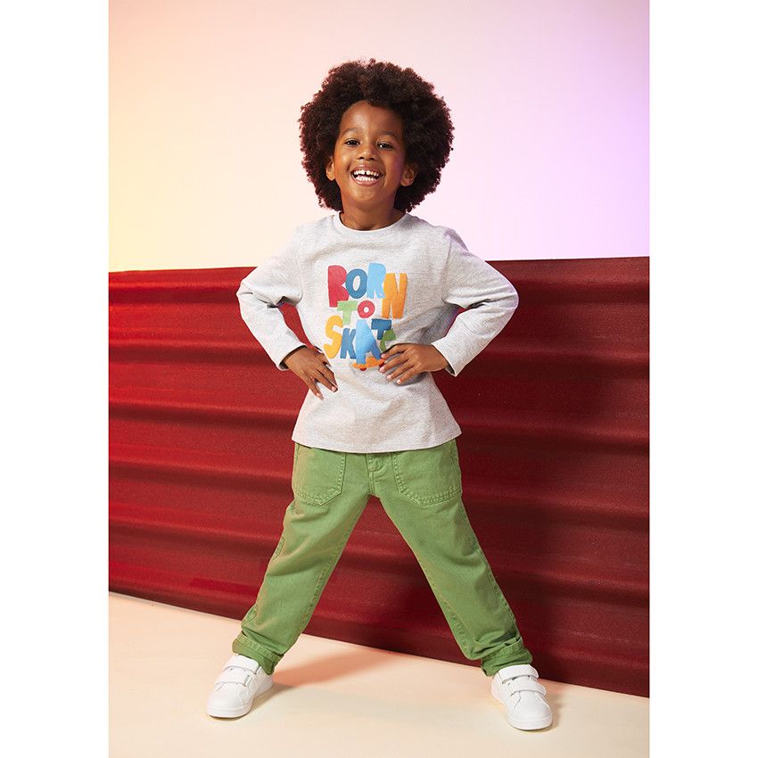 Pantalon large en twill pour garçon - Vert