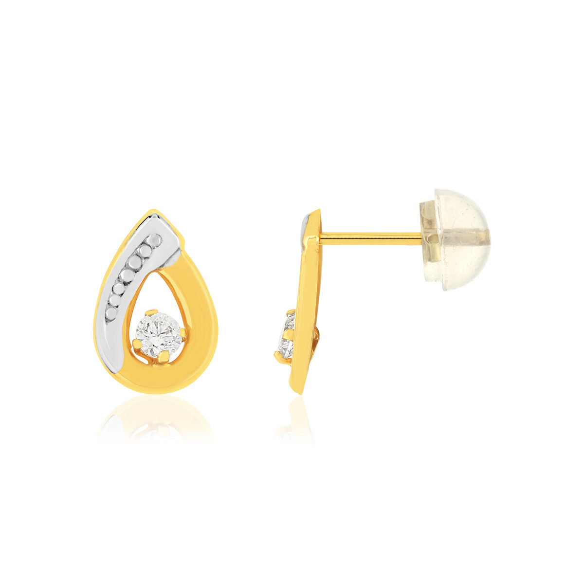 Boucles d'oreille or 375 jaune zirconias blancss