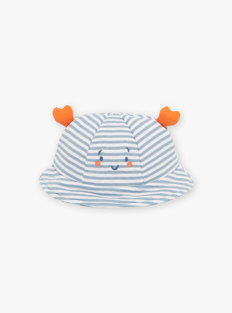 Chapeau bleu à animation 3D pinces de homard et à imprimé à rayures