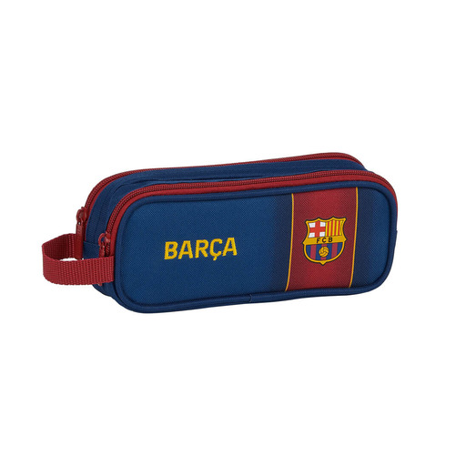 Estojo duplo Safta 812029513 com 2 zíperes, FC Barcelona Escolar, Azul Marinho/Bordô