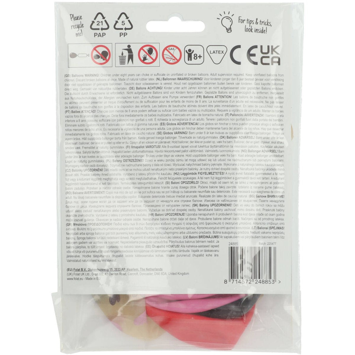 Rood Roze Ballonnen Love You! 33cm 6st