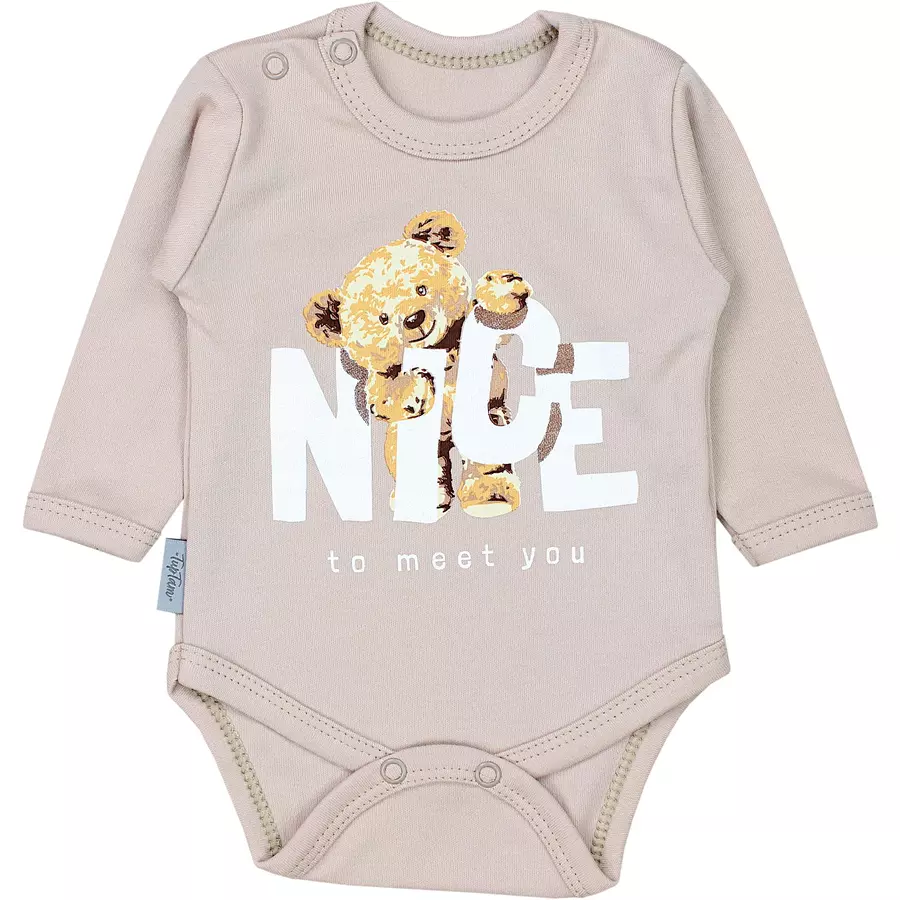 TupTam Baby Bekleidungsset Langarmbody Hose Mütze3 teilig beige Modell 1