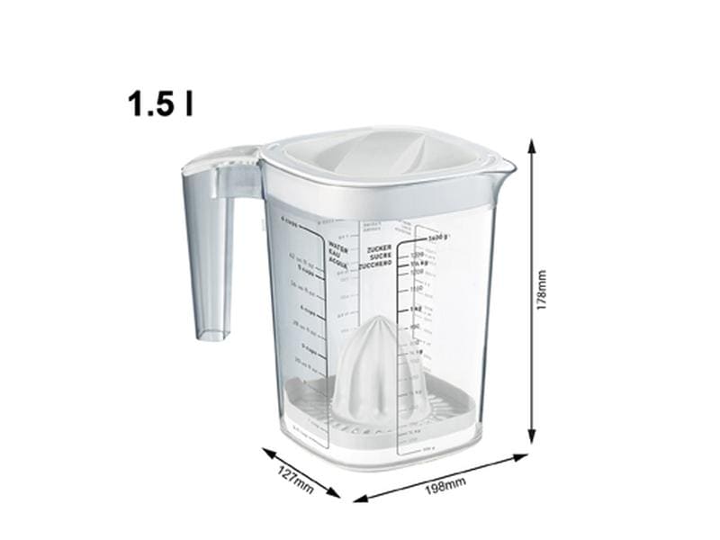 Rotho Messbecher Loft 15 dl, Transparent/Weiss Messbecher aus transparentem Kunststoff