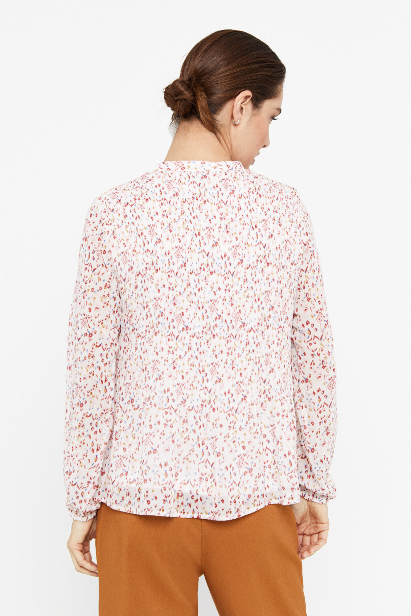 Blusa plissada - Estampa branca