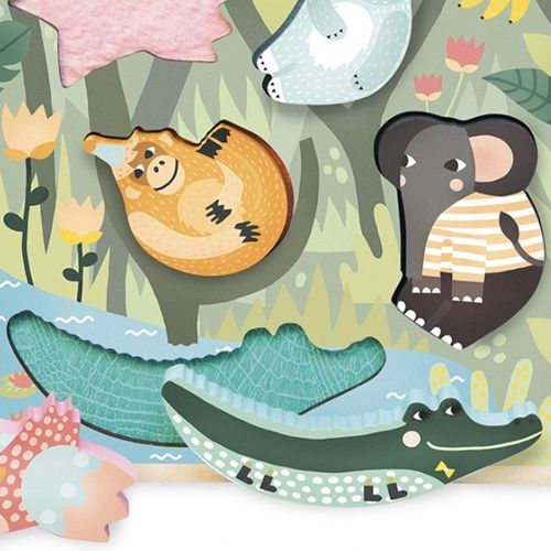 Vilac houten puzzel touch and feel - jungle (5st)