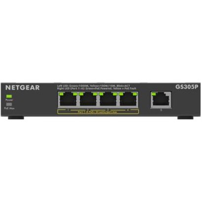 NETGEAR GS305Pv3 Non-géré Gigabit Ethernet (10/100/1000) Connexion Ethernet, supportant l'alimentation via ce port (PoE) Noir