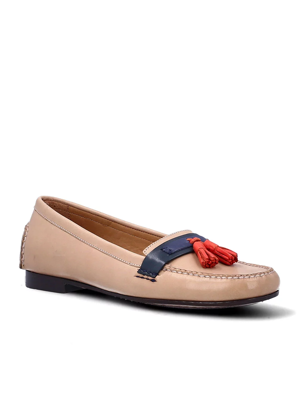 MOCASSIN BI TASSEL CUIR TRICOLORE