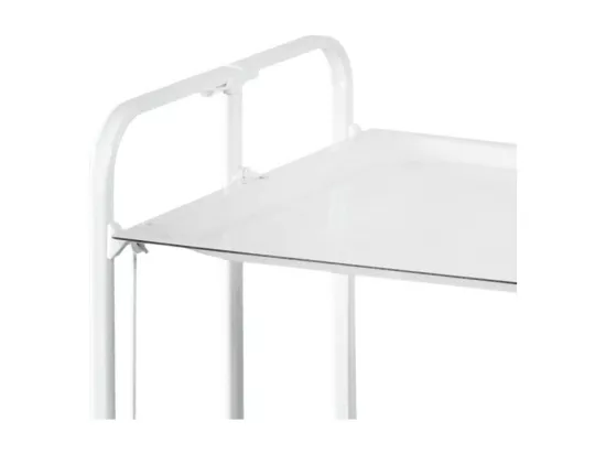 Chariot pliant à roulettes - Structure métallique blanche, 2 niveaux en stratifié blanc - 72*66*43 cm - BAUHAUS