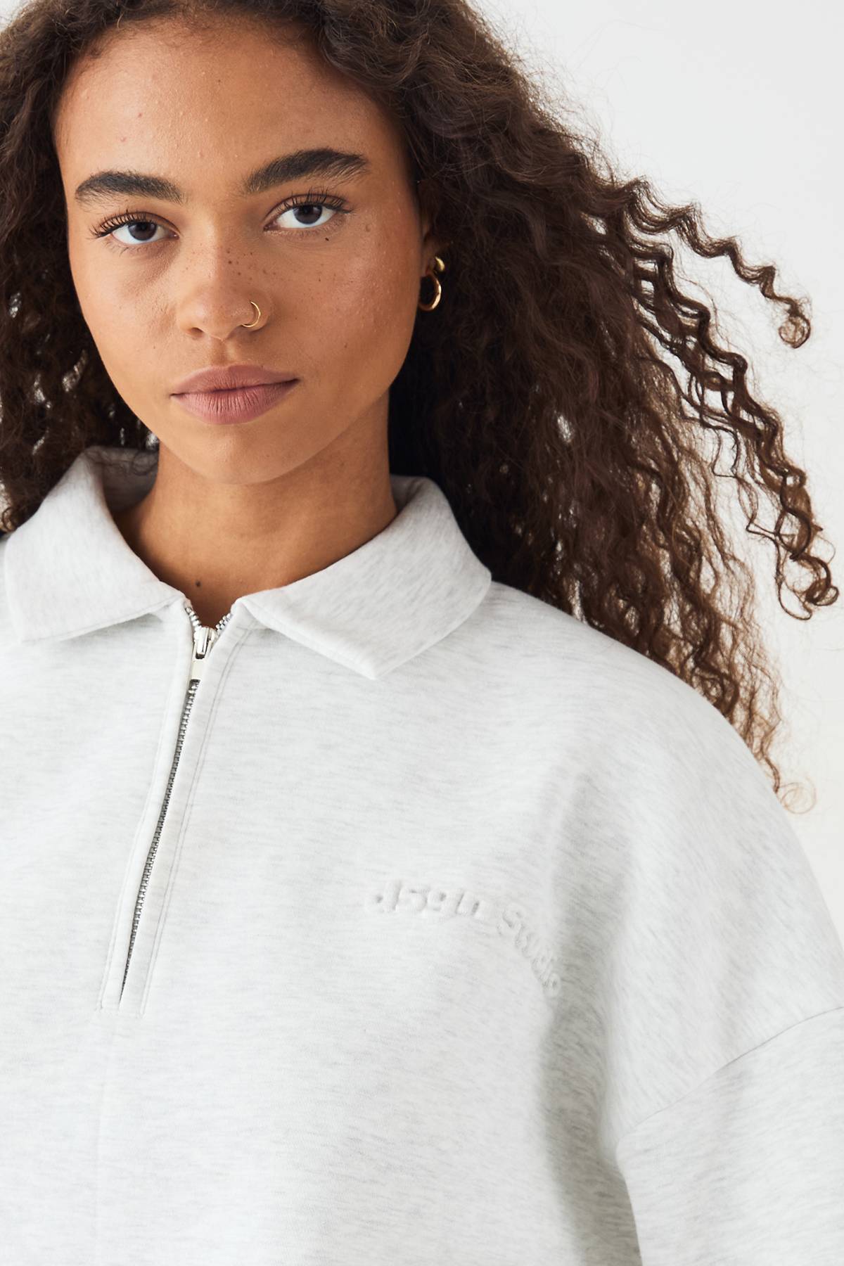 Sweatshirt DSGN Studio à Col et Demi-Fermeture Éclair avec Motif Gaufré