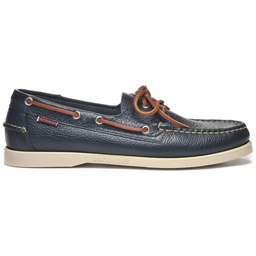 DOCKSIDES PORTLAND MARTELLATO Blue Navy-Chaussures bateau pour homme en cuir Portland