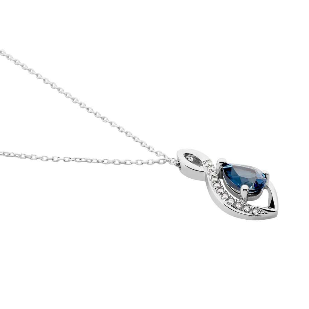 Collier Dalil Or Blanc Topaze Oxyde