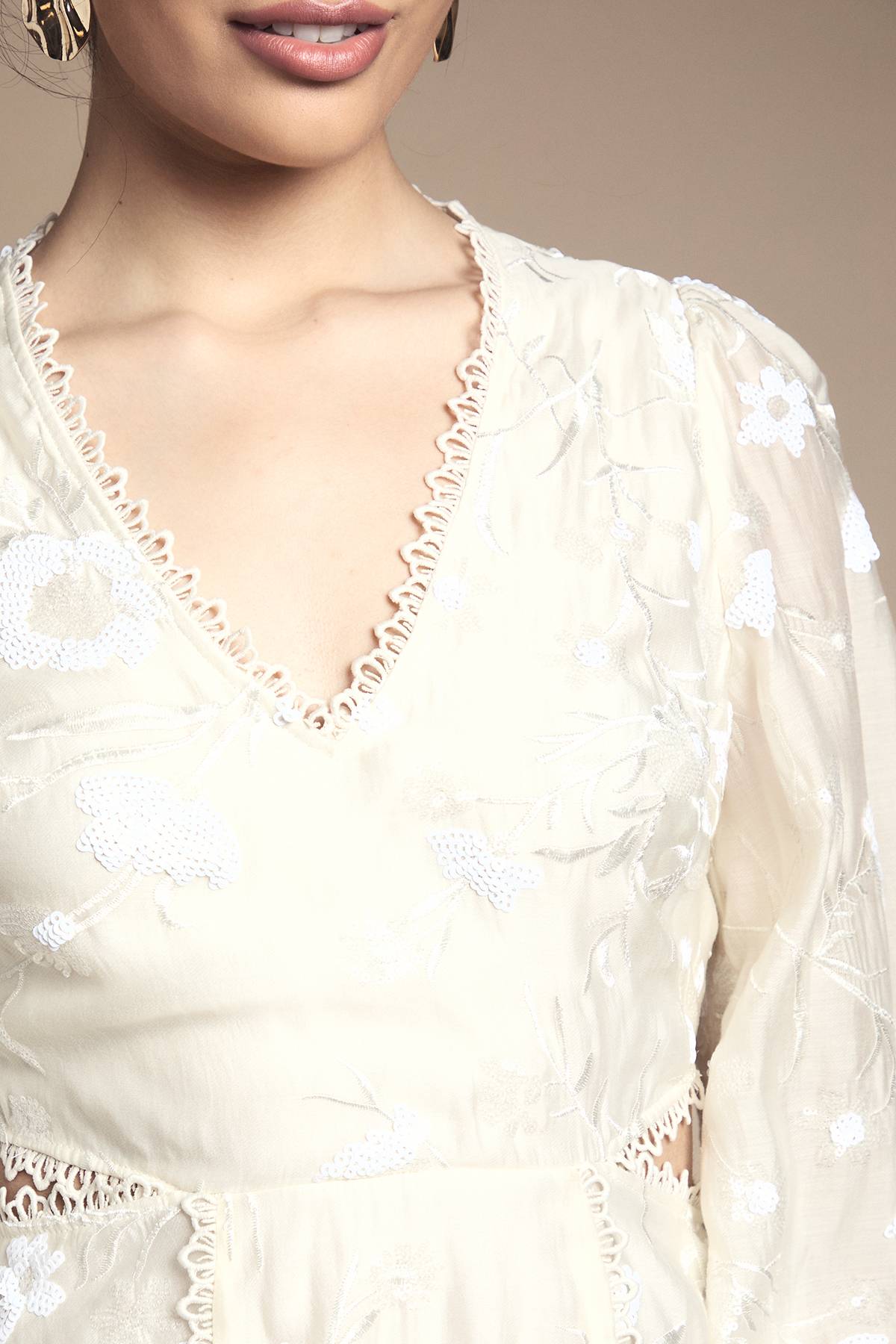 Oasis Robe Midaxi en Mousseline à Sequins et Motifs Floraux