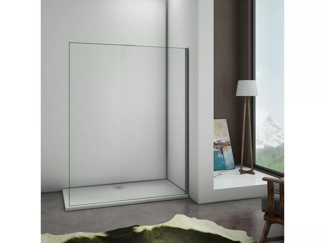 Paroi de douche à l'italienne 160x200cm en 8mm verre trempé anticalcaire, sans barre de fixation