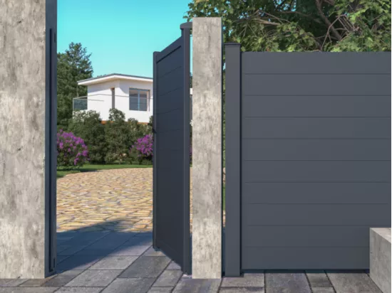 Portillon battant aluminium plein L103 x H181 cm anthracite - NAZARIO