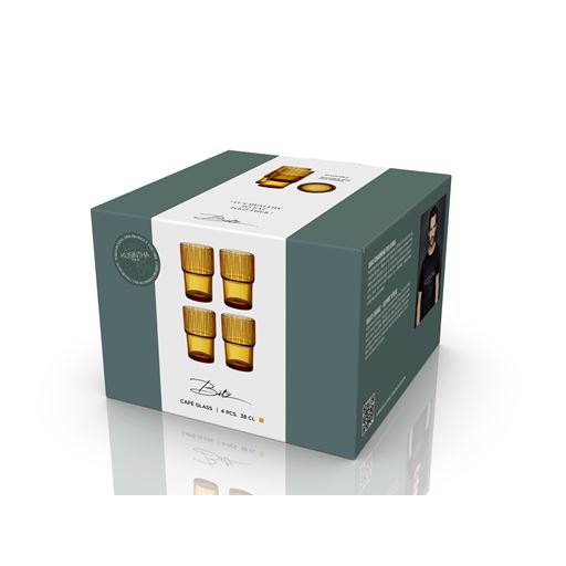 Bitz Kusintha 4-pak Cafeglas, Amber, 38 cl