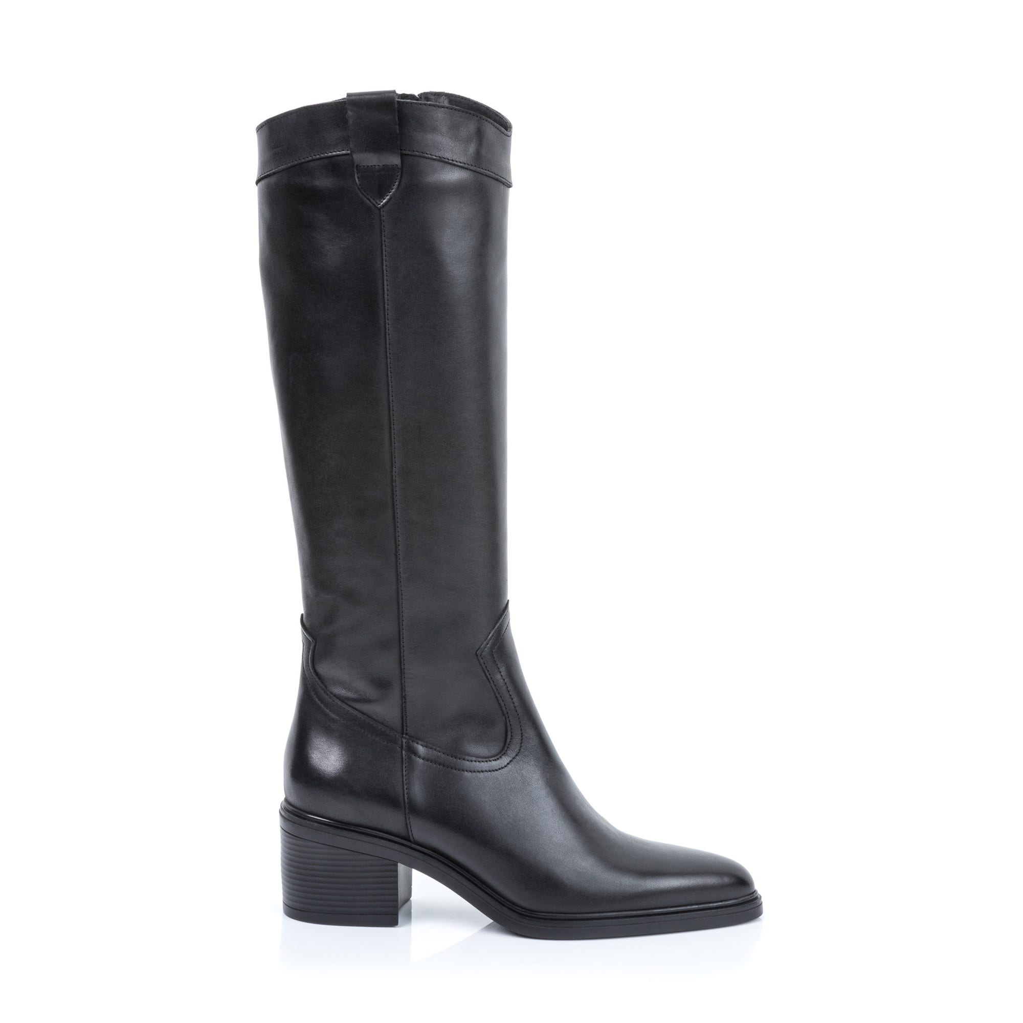 Bottes à talon Femme en cuir noir