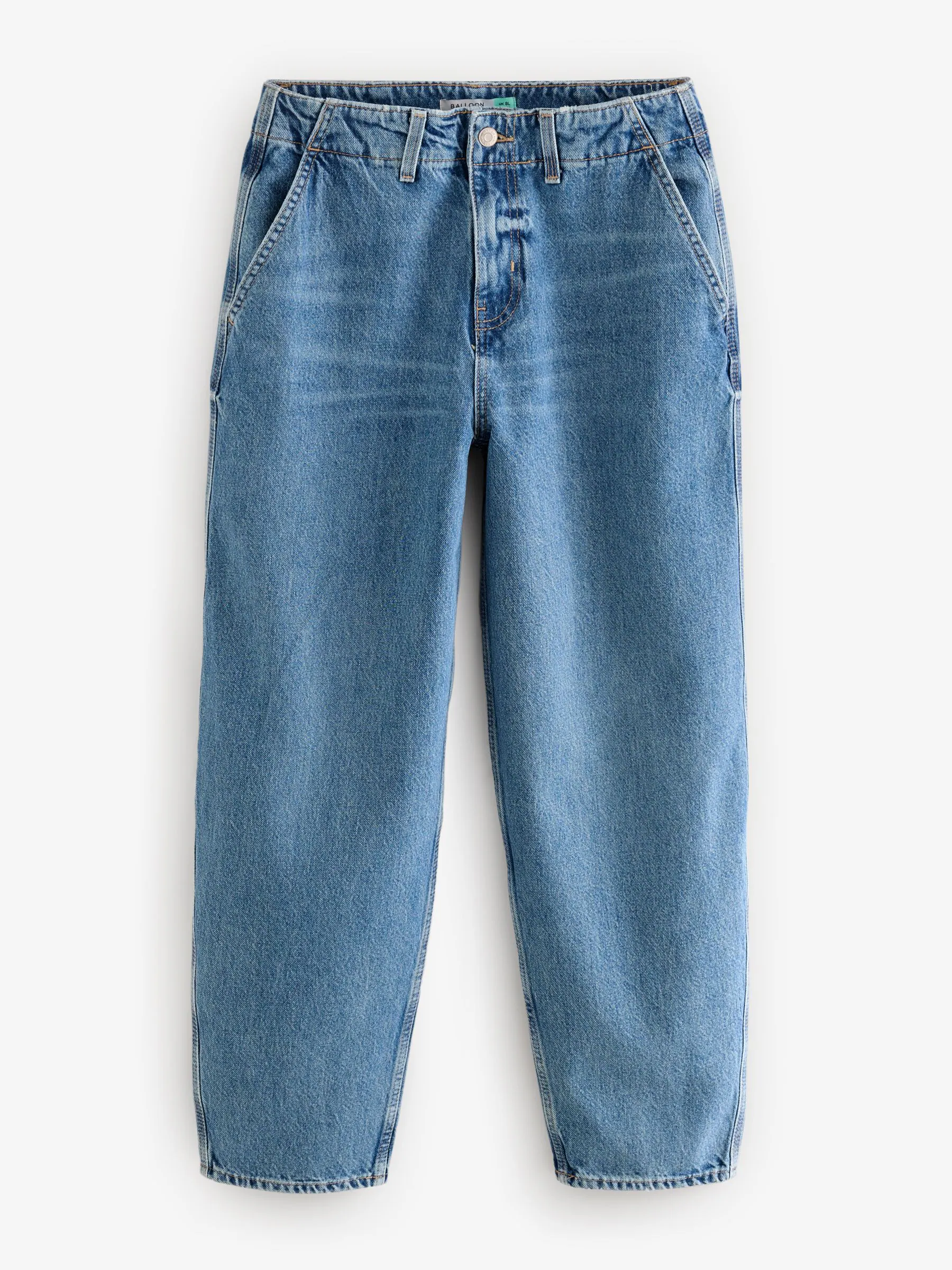 Mid wash - 100% Cotton Balloon Barrel Jeans