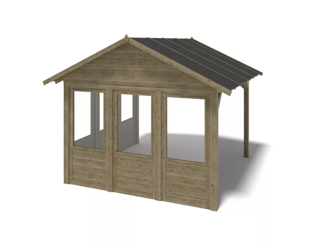 Pergola de jardin 4,04x4,04m avec panneaux - traité - ALT127 - ALTANKA