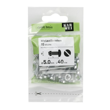 KARWEI metaalbout verzinkt 5x40 mm 15 stuks