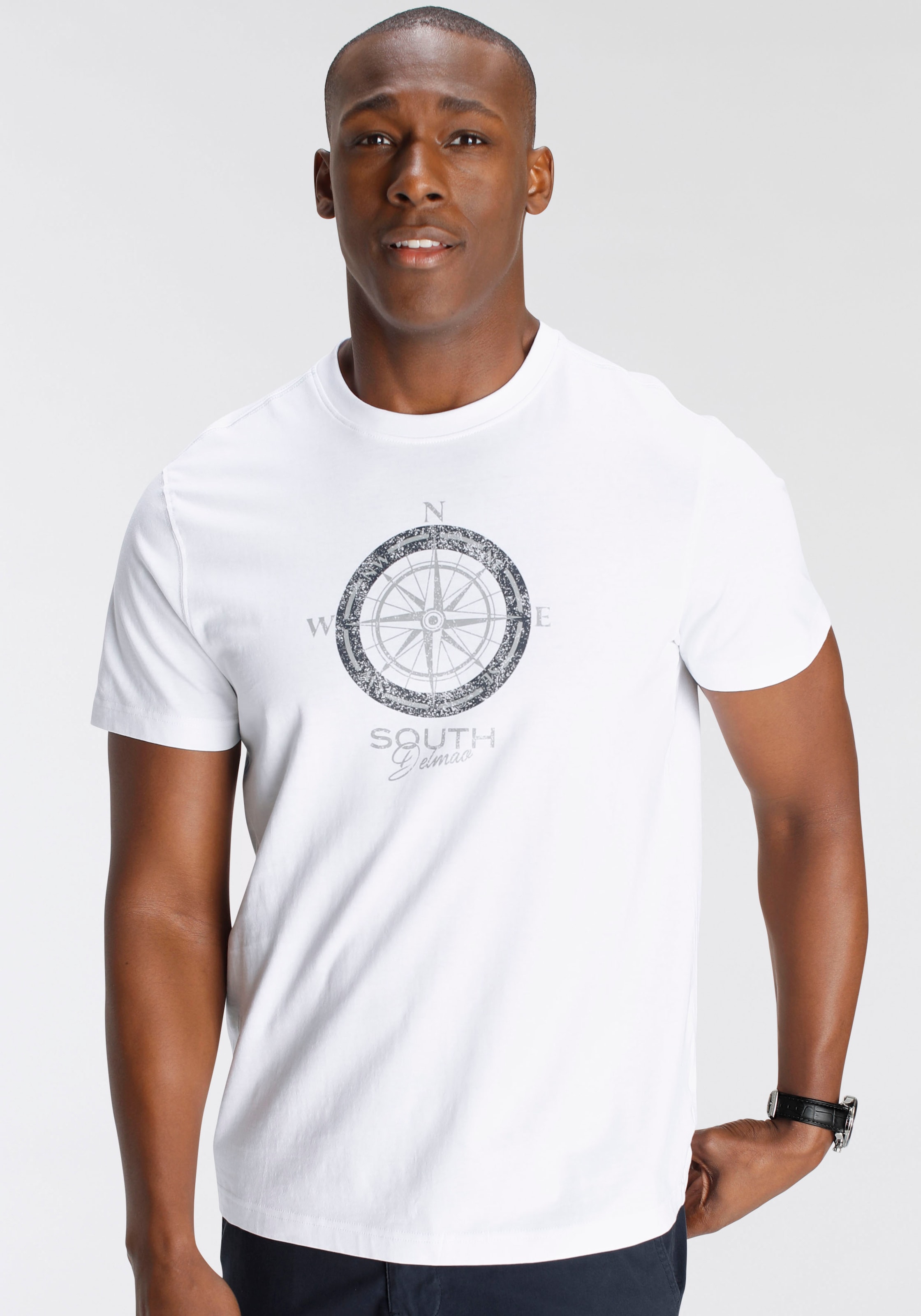 DELMAO T-Shirt Kurzarm,  bedruckt,  Rundhals,  aus Baumwolle